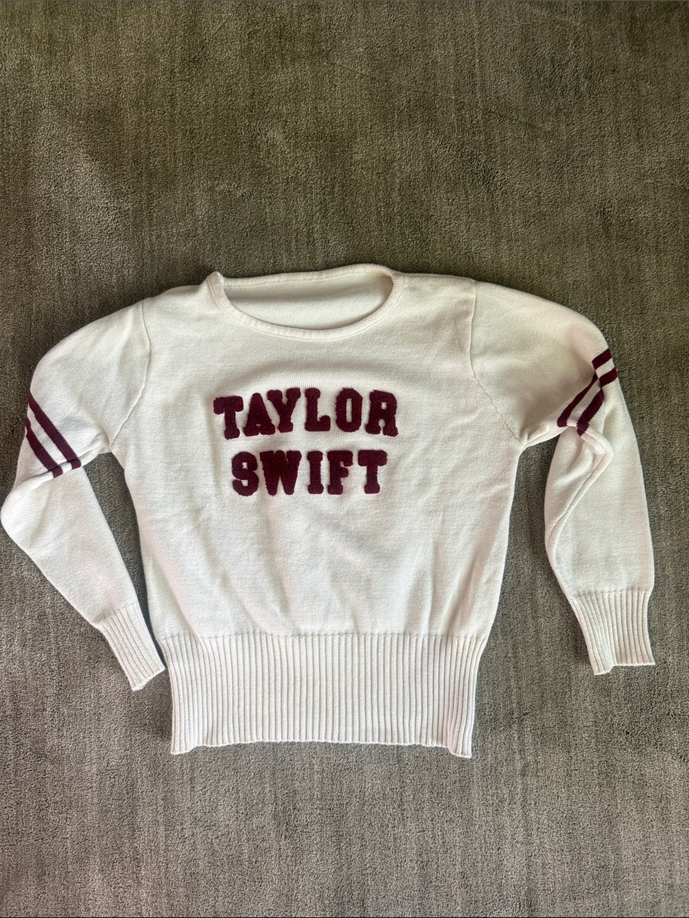 Taylor Swift varsity crew neck sweater logo